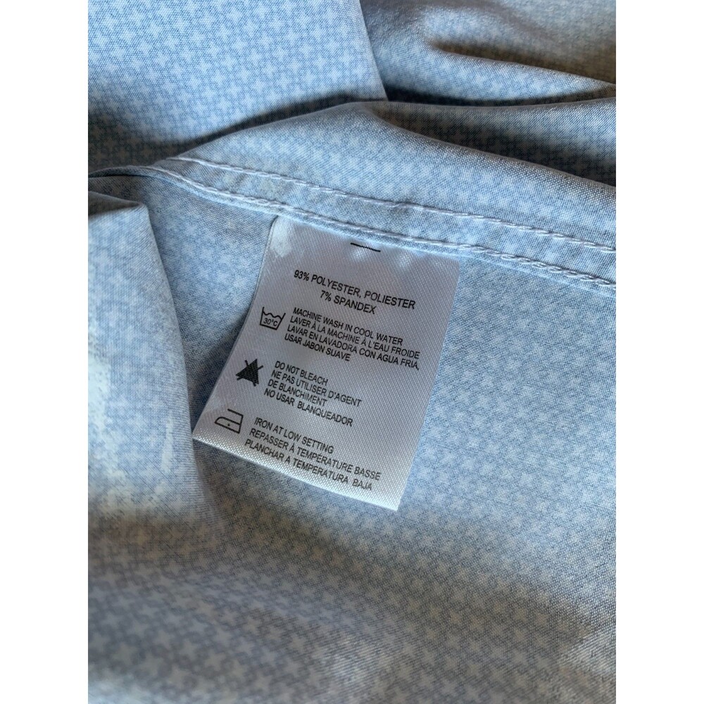 C-LAB NYC Large Slim Fit Dress Shirt blue Geometric 4 Way Stretch Polyester ligh - Picture 7 of 7